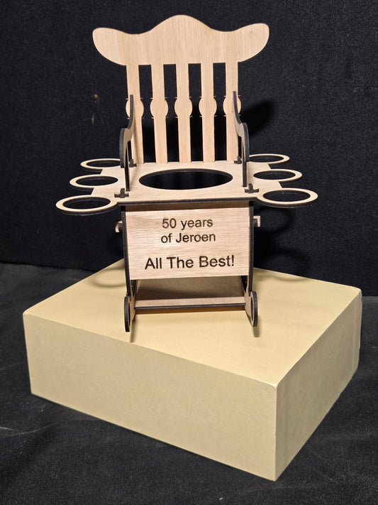 Shot Schommelstoel met 6 glazen + Fleshouder - Personaliseerbaar