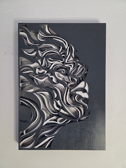 Artistiek 3d meerlaagse vrouwen gezicht met abstracte patronen