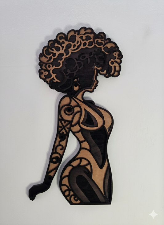 3D Mandala Silhouette Kunst Afrikaanse Vrouw