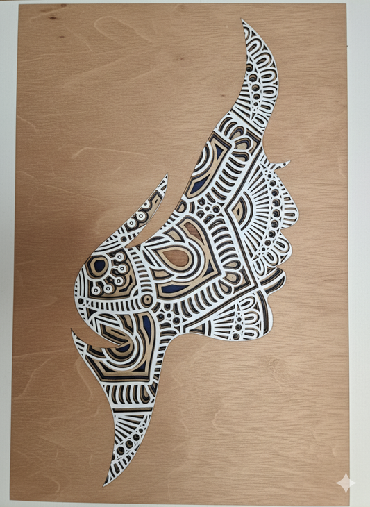 Laer gesneden 3D Mandala Vrouwen gezicht