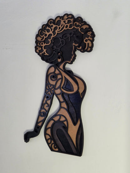 3D Mandala Silhouette Kunst Afrikaanse Vrouw