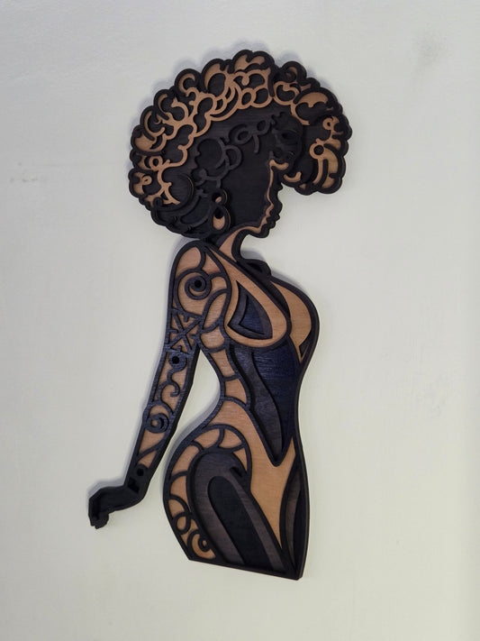 3D Mandala Silhouette Kunst Afrikaanse Vrouw