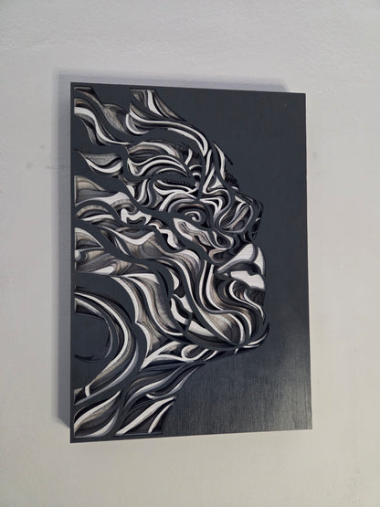 Artistiek 3d meerlaagse vrouwen gezicht met abstracte patronen
