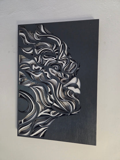 Artistiek 3d meerlaagse vrouwen gezicht met abstracte patronen