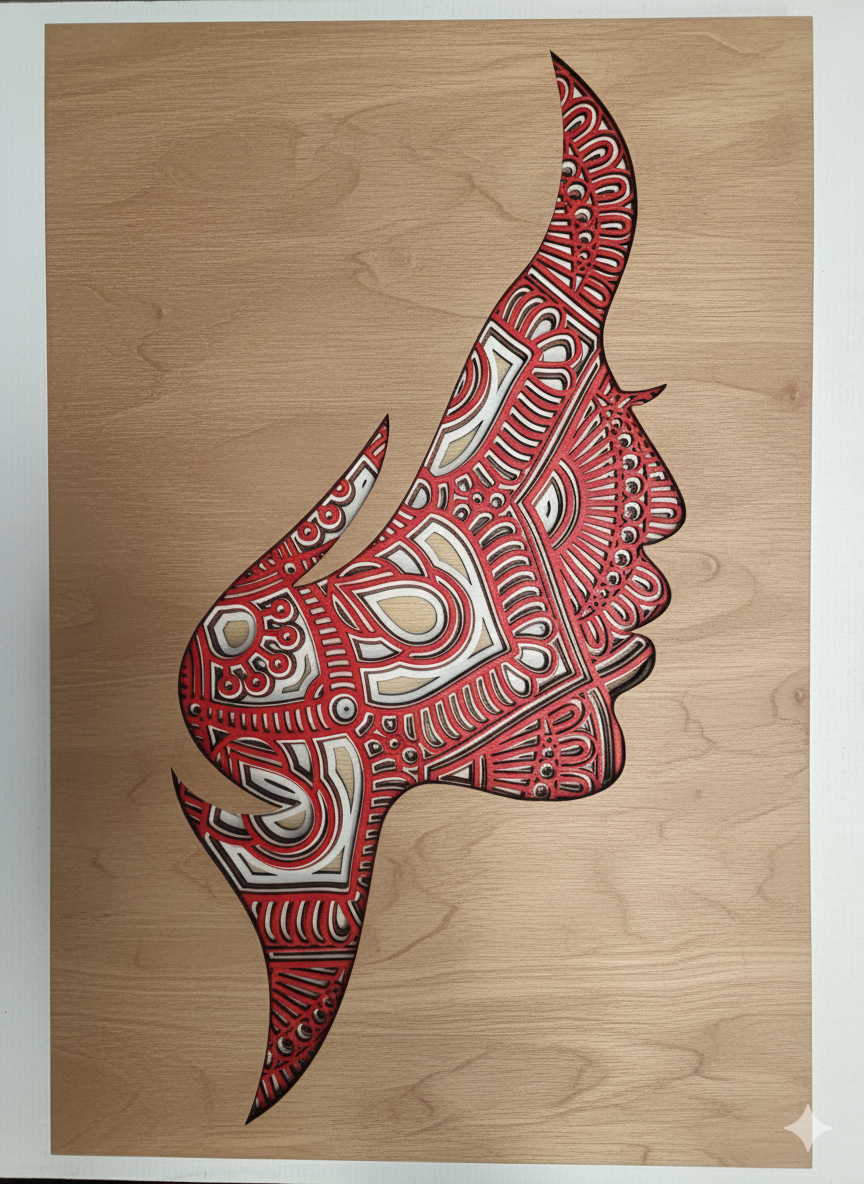 Laer gesneden 3D Mandala Vrouwen gezicht